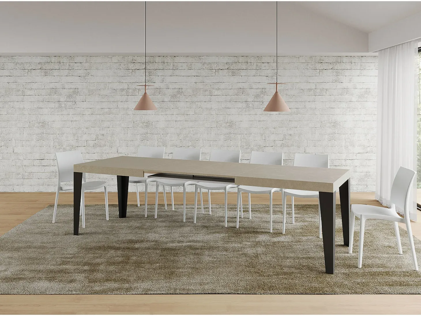 Mesa extensible 180/284x90 cm Flame cachemira patas antracita