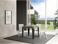 Mesa extensible 90x90/246 cm Flame Premium gris paloma patas antracita