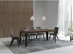 Mesa extensible 90x140/400 cm Flame Premium Nogal estructura Antracita