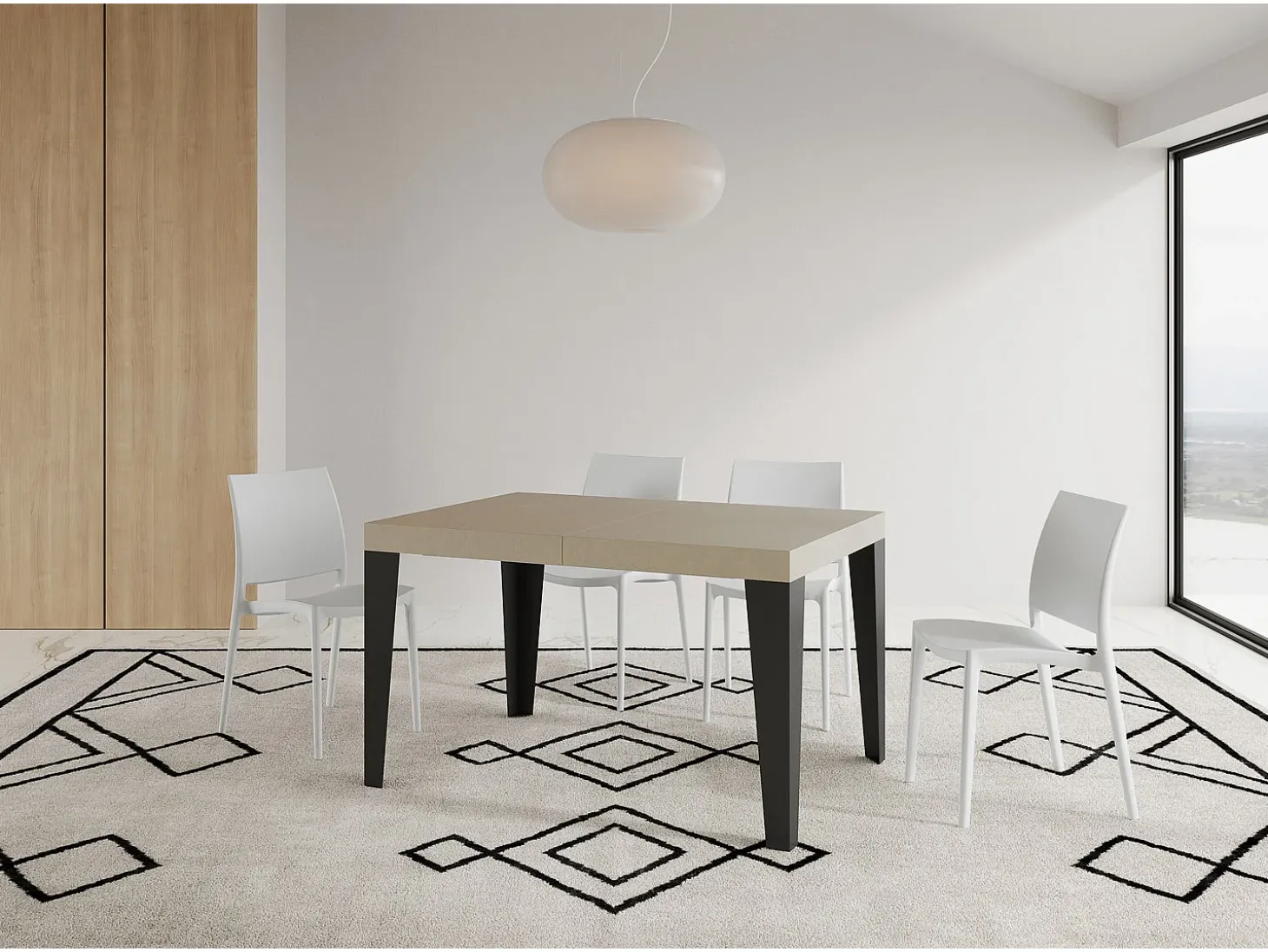 Mesa extensible 120/224x90 cm Flame cachemira patas antracita