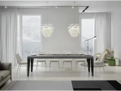 Mesa extensible 90x200/460 cm Flame Premium Cemento estructura Antracita