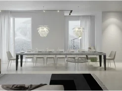 Mesa extensible 90x200/460 cm Flame Premium Cemento estructura Antracita