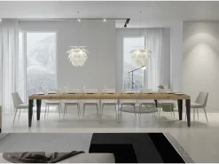 Mesa extensible 90x180/440 cm Flame Premium Roble Natural estructura Antracita