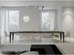 Mesa extensible 120/380x90 cm Flame Premium patas nogal antracita