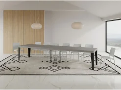 Mesa extensible 120/380x90 cm Flame Premium patas cachemir antracita