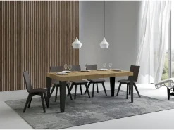 Mesa extensible 90x140/400 cm Flame Premium Roble Natural estructura Antracita