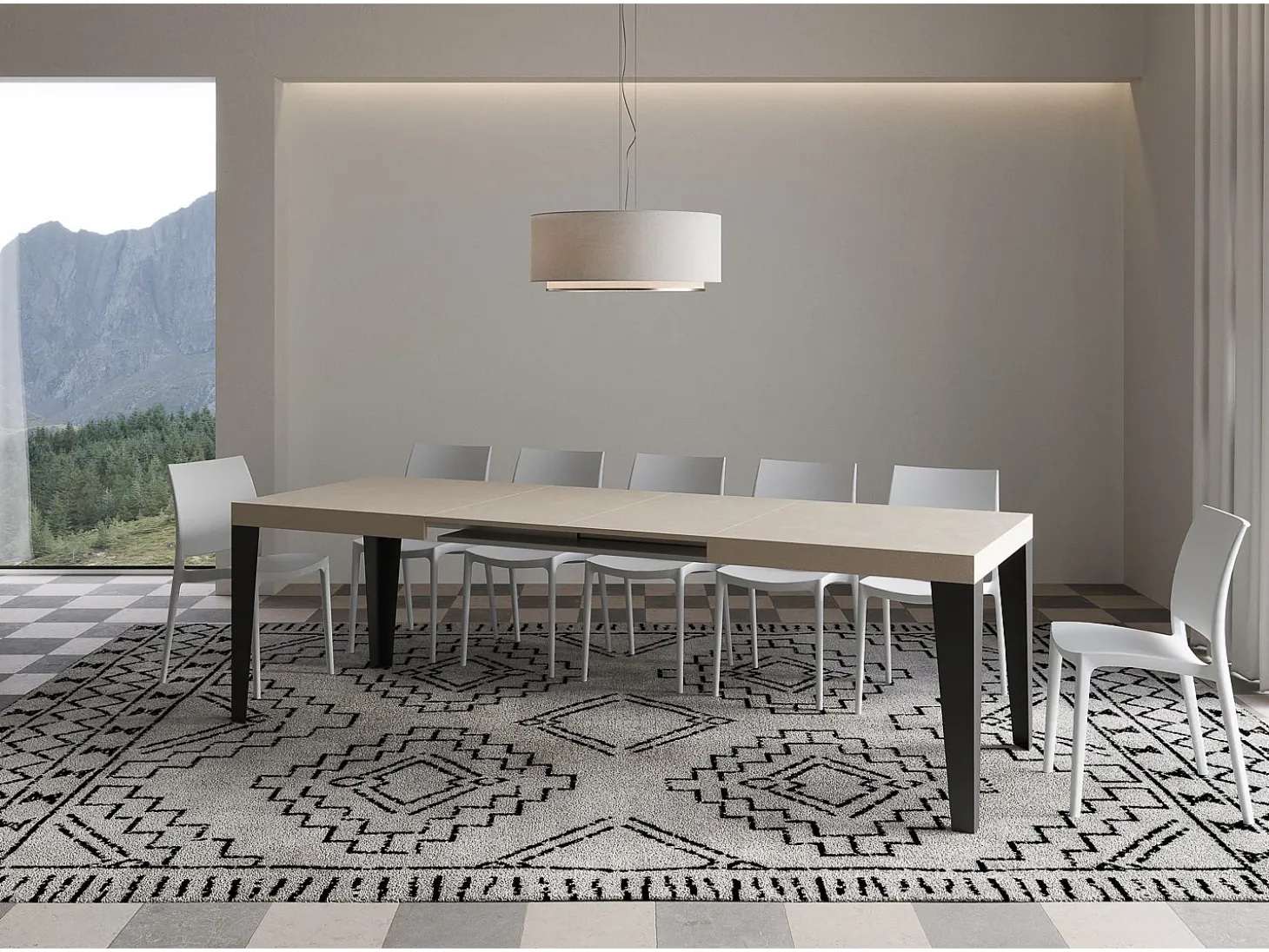 Mesa extensible 160/420x90 cm Flame cachemira patas antracita