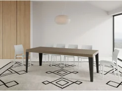 Mesa extensible 90x140/400 cm Flame Premium gris paloma patas antracita