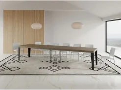 Mesa extensible 90x140/400 cm Flame Premium gris paloma patas antracita