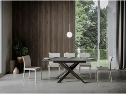 Mesa extensible 90x120/180 cm Ganty Antracita Spatolato - Canto antracita Estructura antracita