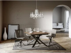 Mesa extensible 90x120/180 cm Ganty Roble Nature - canto del mismo color que la estructura Antracita