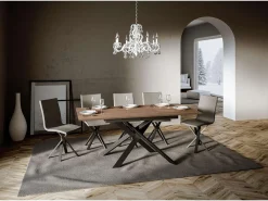 Mesa extensible 90x120/180 cm Ganty Roble Nature - canto del mismo color que la estructura Antracita