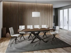 Mesa extensible 90x160/220 cm Ganty Nogal - Canto antracita Estructura antracita