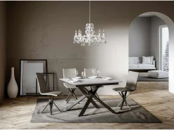 Mesa extensible 90x120/180 cm Ganty Fresno Blanco - canto del mismo color que la estructura Antracita