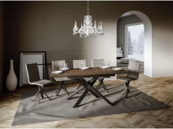 Mesa extensible 90x120/180 cm Ganty Nogal - Estructura color canto antracita
