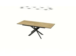 Mesa extensible 90x120/180 cm Ganty Roble Nature - Canto antracita Estructura antracita