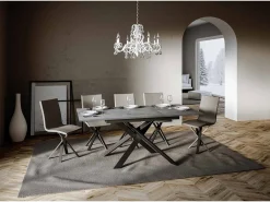 Mesa extensible 90x120/180 cm Ganty Bianco Spatolato - borde del mismo color que la estructura Antracita
