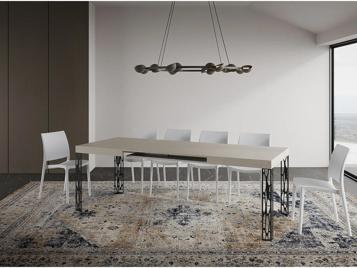Mesa extensible 90x140/244 cm Ghibli Cachemira estructura Antracita
