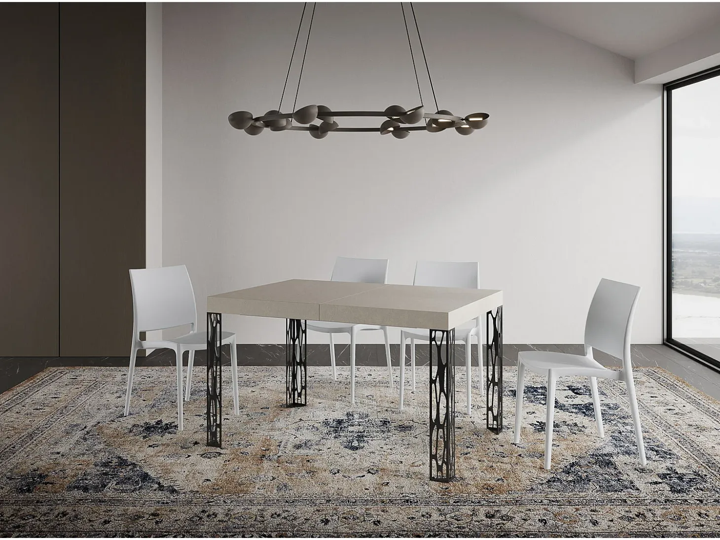 Mesa extensible 90x140/244 cm Ghibli Cachemira estructura Antracita