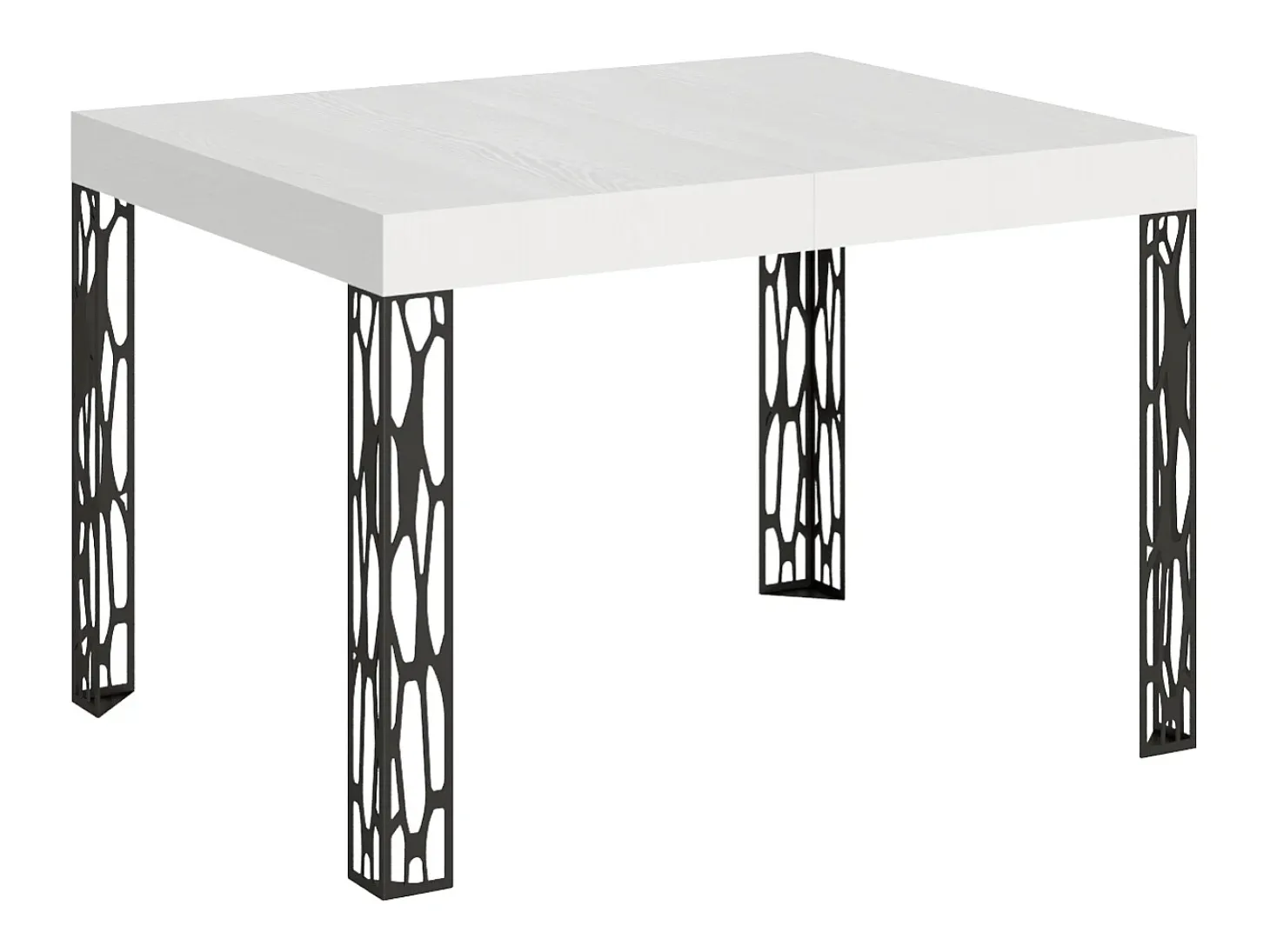 Mesa extensible 80x120/204 cm Ghibli Fresno Blanco estructura Antracita
