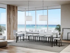 Mesa extensible 80x160/244 cm Ghibli Fresno Blanco estructura Antracita