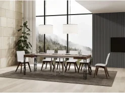 Mesa extensible 90x90/246 cm Ghibli Nogal estructura Antracita