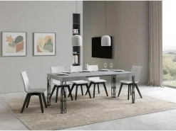 Mesa extensible 80x120/204 cm Ghibli Cemento estructura Antracita