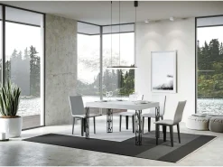 Mesa extensible 90x140/244 cm Ghibli Fresno Blanco estructura Antracita