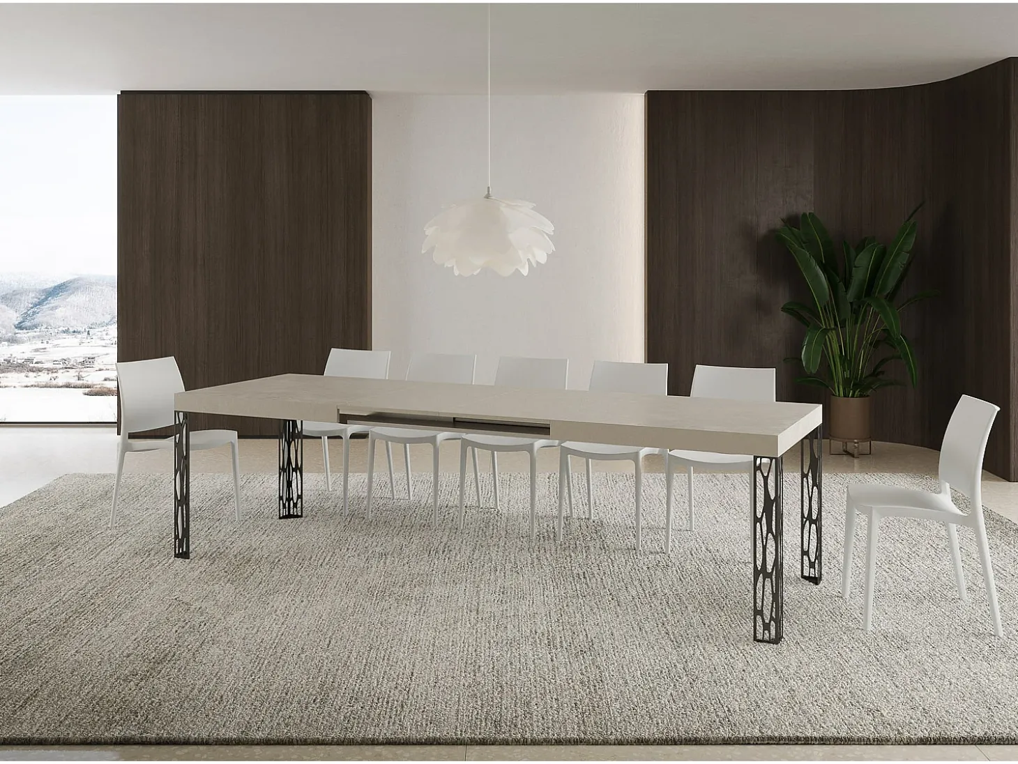 Mesa extensible 90x200/304 cm Ghibli Cachemira estructura Antracita