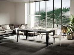 Mesa extensible 120/380x90 cm hormigón flameado con patas antracita