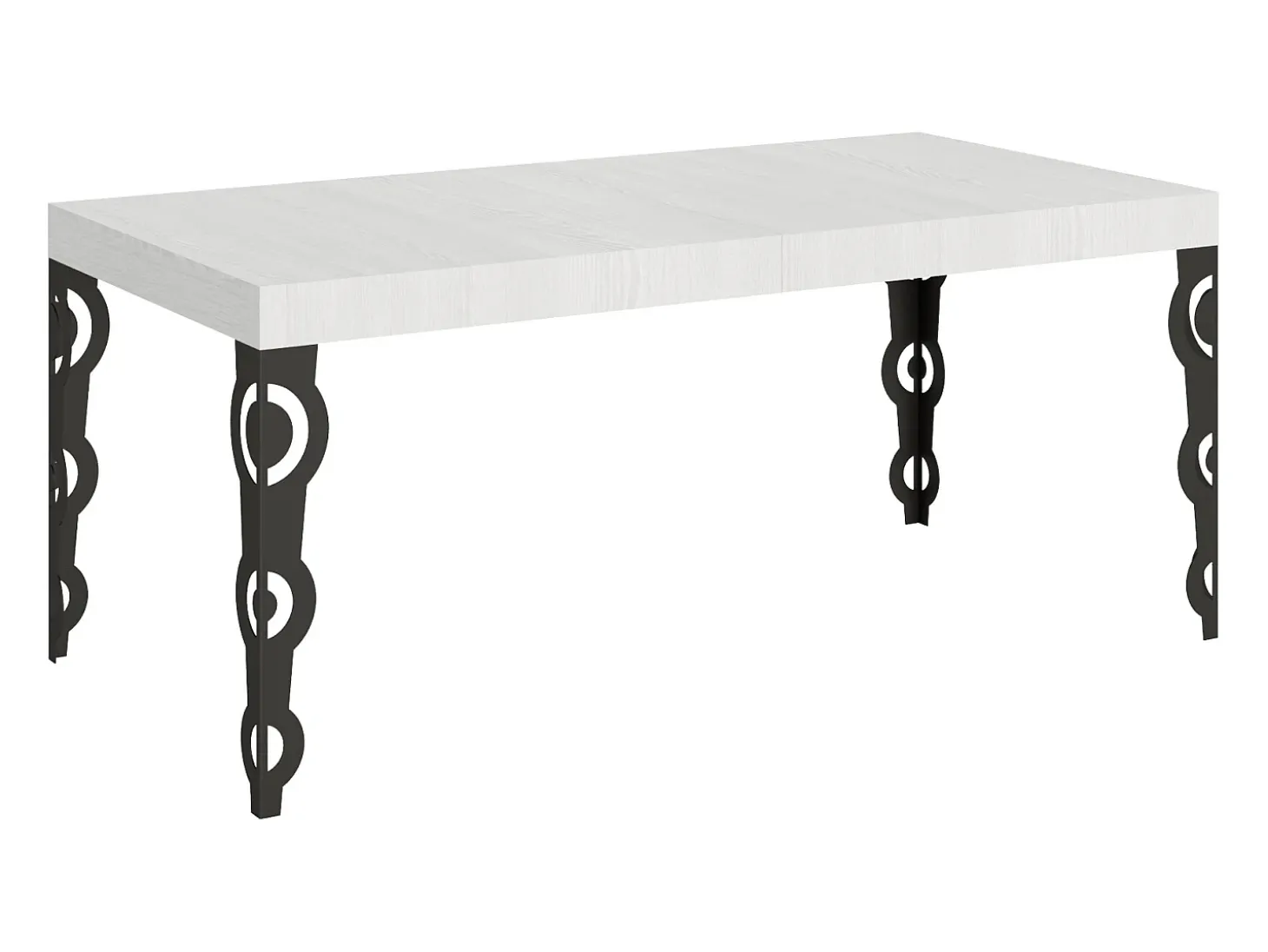 Mesa extensible 200/460x90 cm Karamay fresno blanco patas antracita