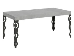 Mesa extensible 200/304x90 cm Karamay cemento patas antracita