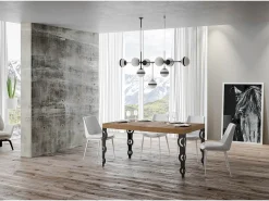 Mesa extensible 90x200/304 cm Karamay Premium Roble Natural estructura Antracita