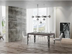 Mesa extensible 90x200/460 cm Karamay Premium Nogal estructura Antracita
