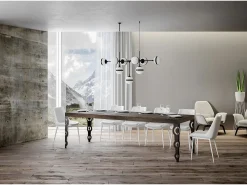Mesa extensible 90x200/460 cm Karamay Premium Nogal estructura Antracita