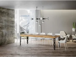 Mesa extensible 90x180/440 cm Karamay Premium Roble Natural estructura Antracita