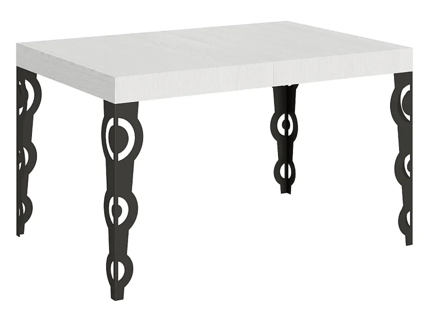 Mesa extensible 90x140/400 cm Karamay Fresno Blanco estructura Antracita