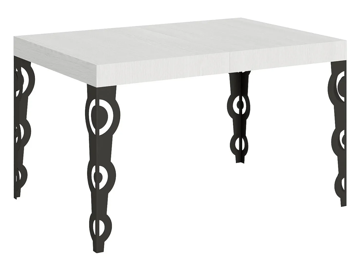 Mesa extensible 90x140/400 cm Karamay Fresno Blanco estructura Antracita