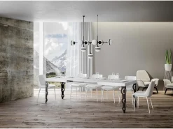 Mesa extensible 160/244x80 cm Karamay fresno blanco patas antracita