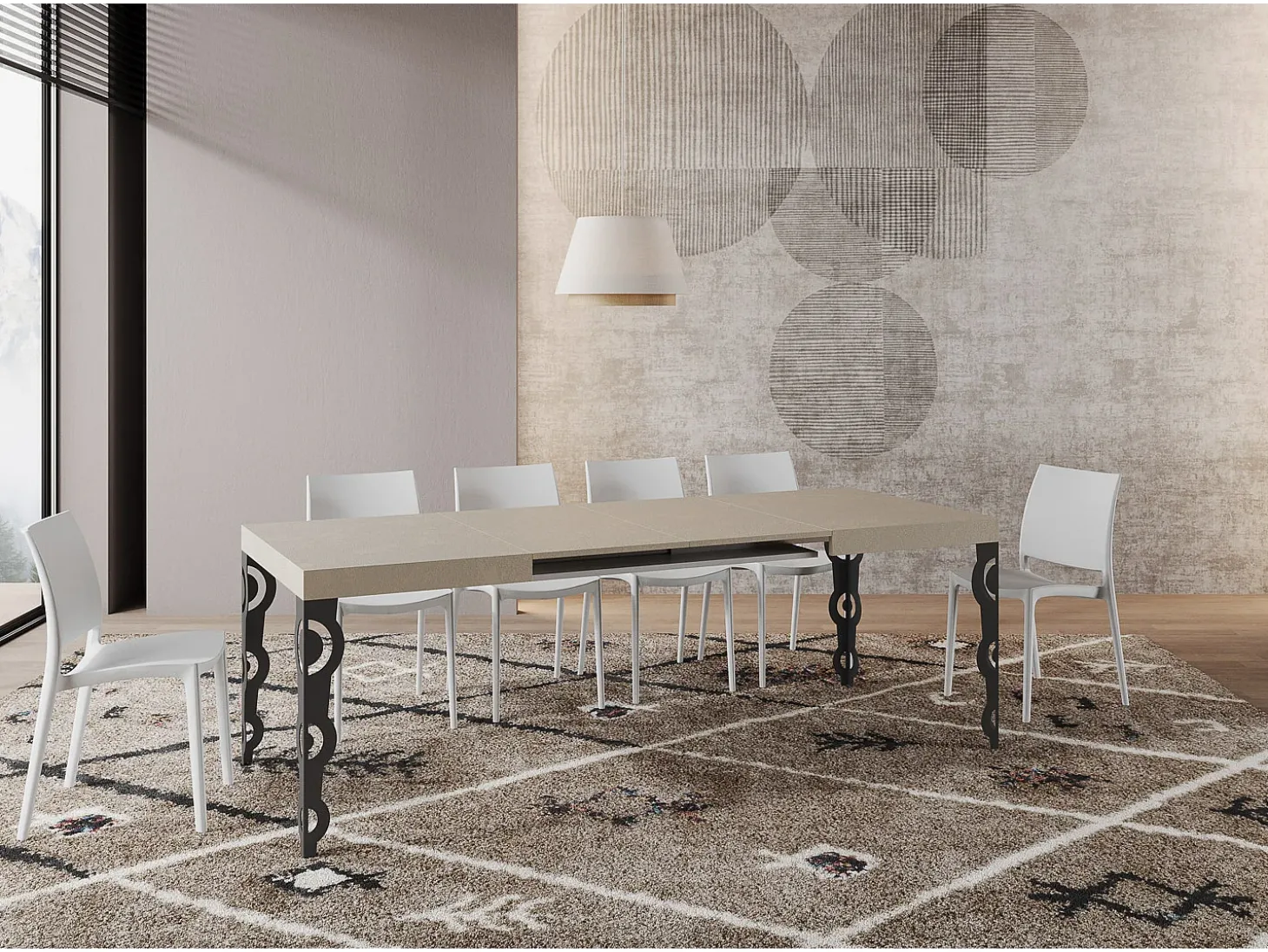 Mesa extensible 120/204x80 cm Karamay cachemira patas antracita