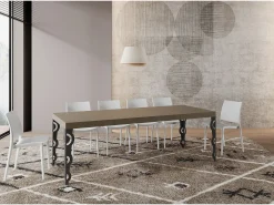 Mesa extensible 90x120/224 cm Karamay Premium gris paloma patas antracita