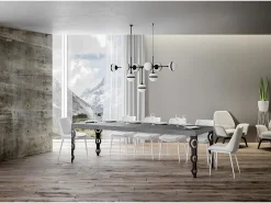Mesa extensible 90x160/420 cm Karamay Premium Cemento estructura Antracita
