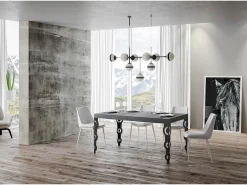 Mesa extensible 160/244x80 cm Karamay cemento patas antracita