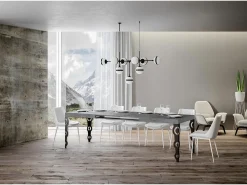 Mesa extensible 160/244x80 cm Karamay cemento patas antracita