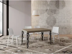 Mesa extensible 140/244x90 cm Karamay gris paloma patas antracita