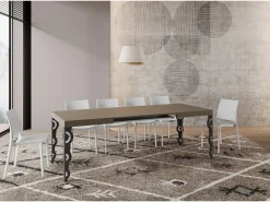 Mesa extensible 140/244x90 cm Karamay gris paloma patas antracita