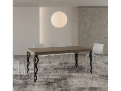 Mesa extensible 90x200/460 cm Karamay gris paloma patas antracita