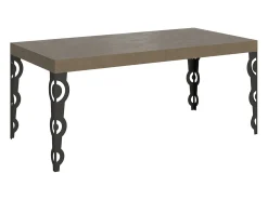 Mesa extensible 90x200/460 cm Karamay gris paloma patas antracita