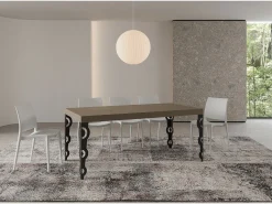 Mesa extensible 90x200/460 cm Karamay gris paloma patas antracita