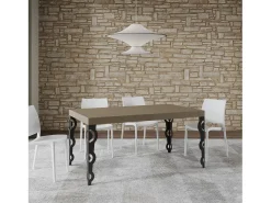 Mesa extensible 160/264x90 cm Karamay gris paloma patas antracita